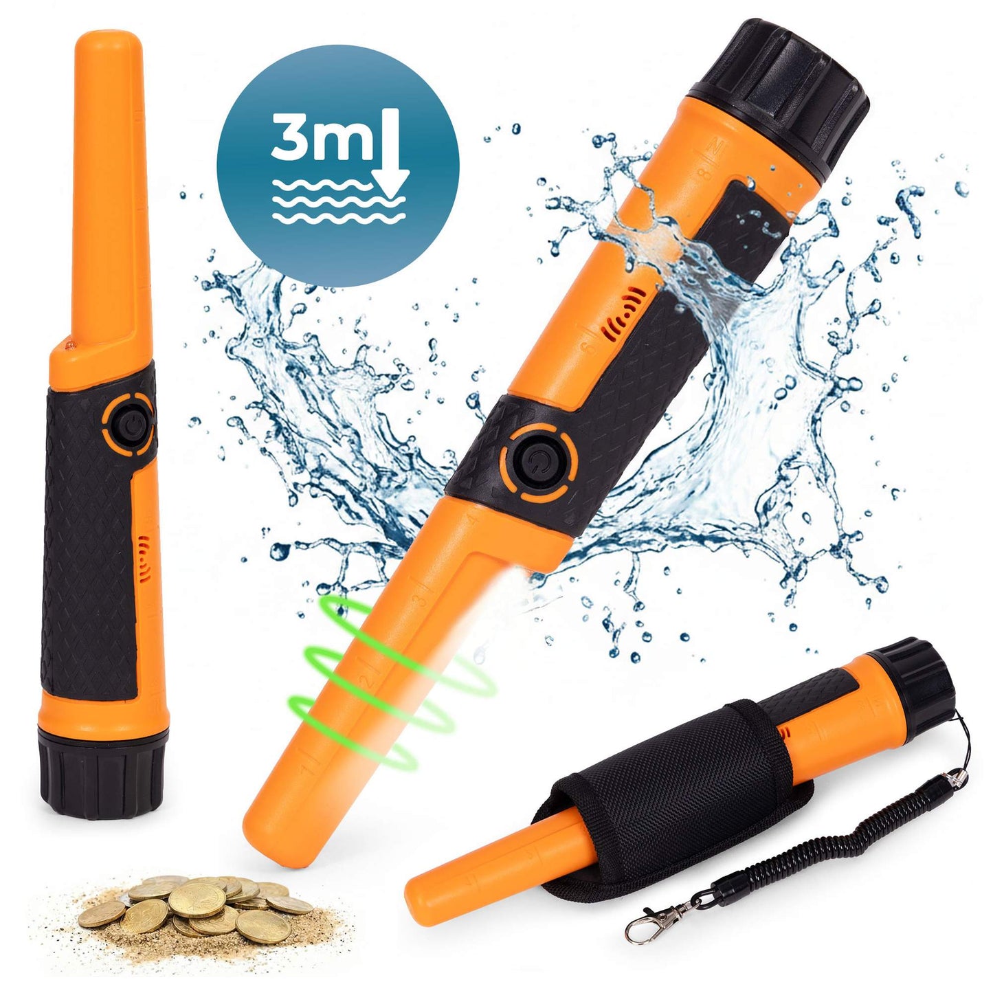 Waterproof Pinpointer Metal Detector with LED Light