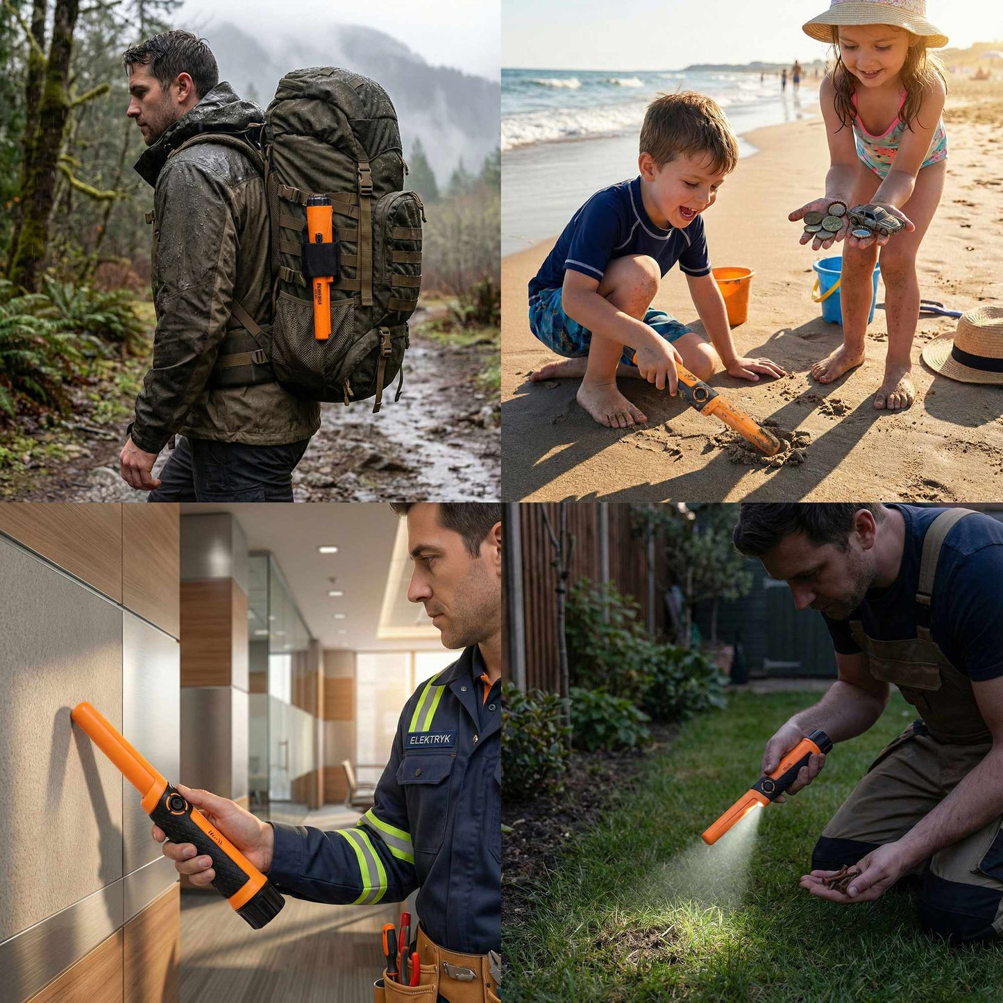 Waterproof Pinpointer Metal Detector with LED Light