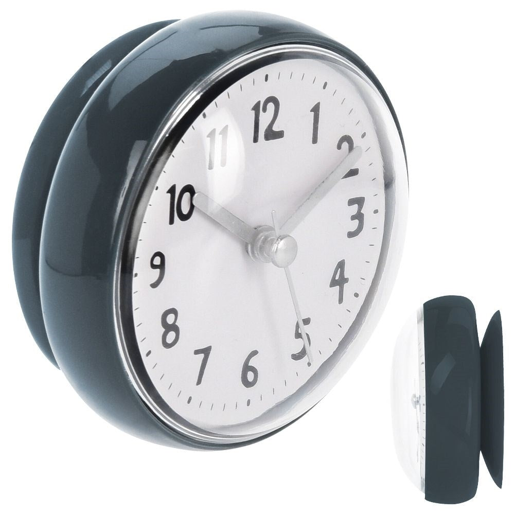 Waterproof clock with suction cup, perfect for showers and tiles