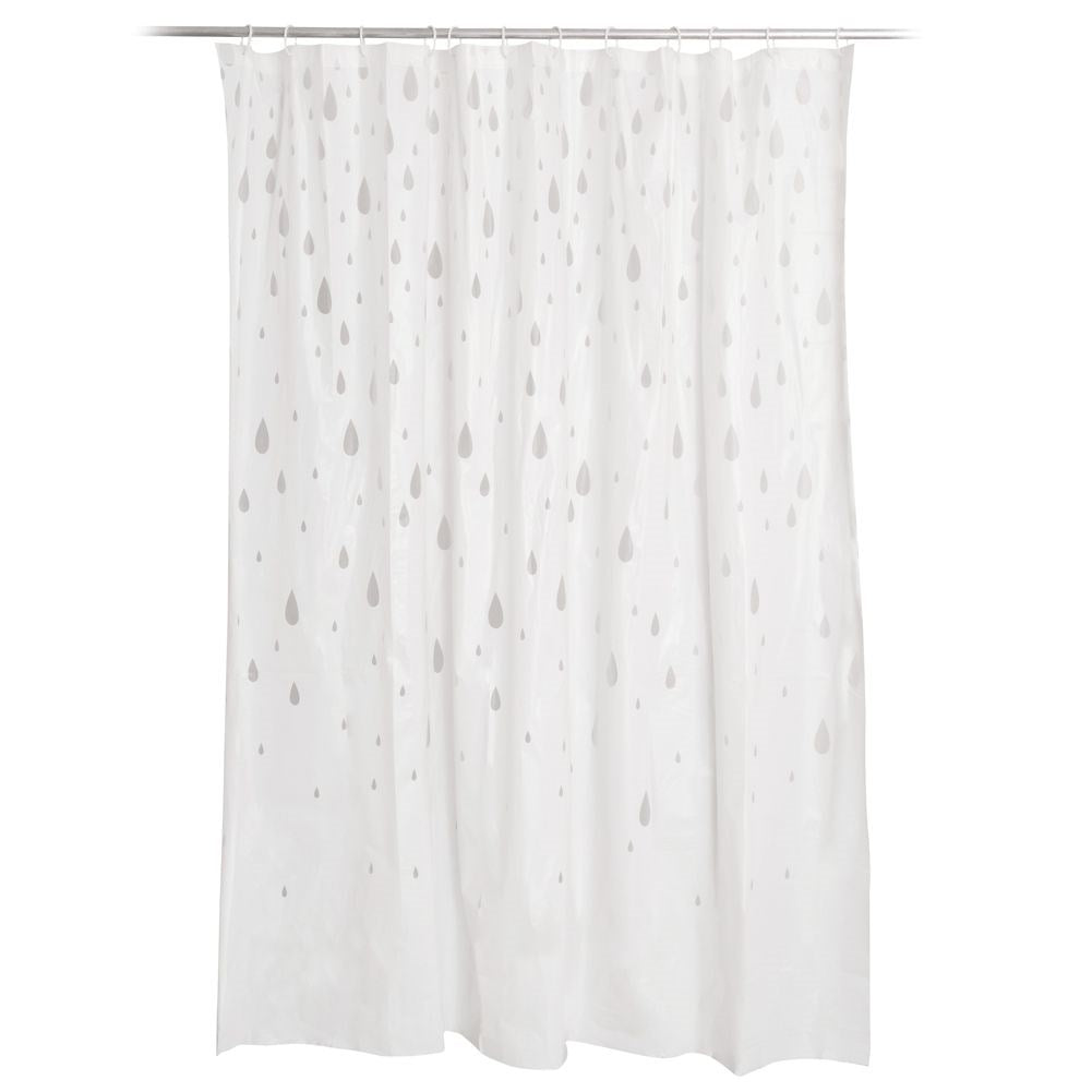 Waterproof shower curtain with 12 hooks, durable material
