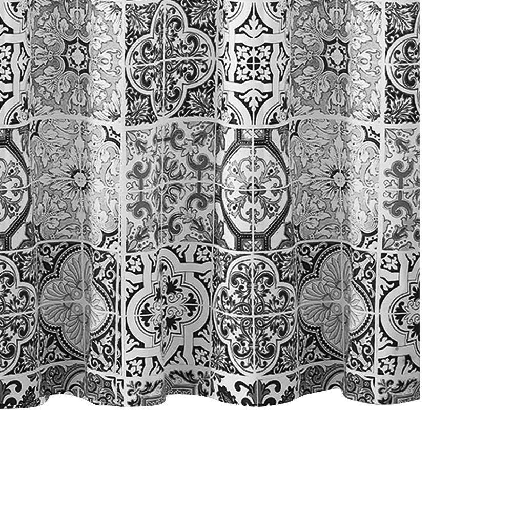 Waterproof shower curtain with 12 hooks, durable material