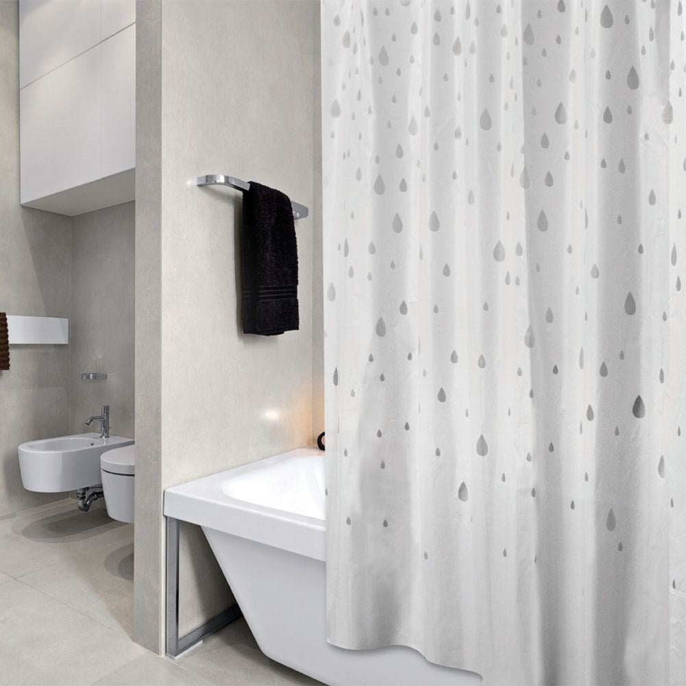 Waterproof shower curtain with 12 hooks, durable material