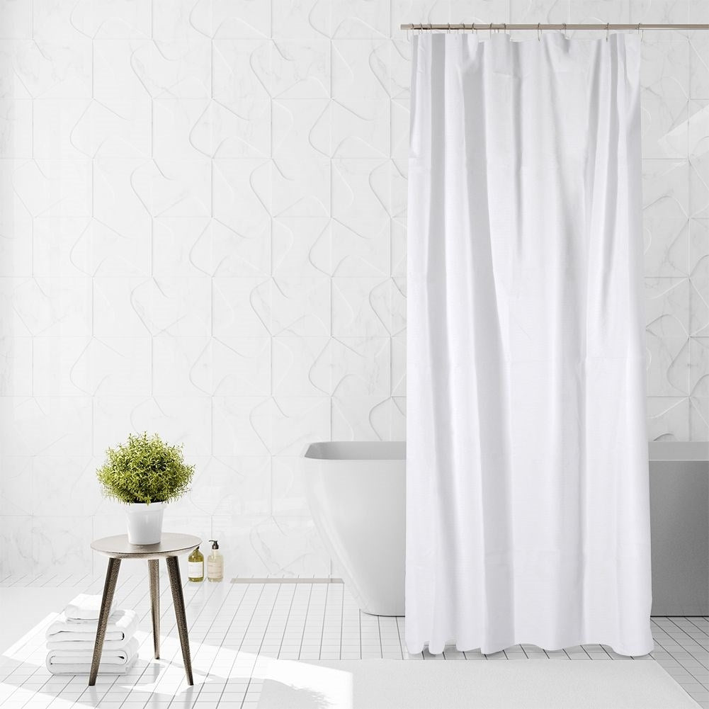 Waterproof shower curtain with 12 hooks for private showering