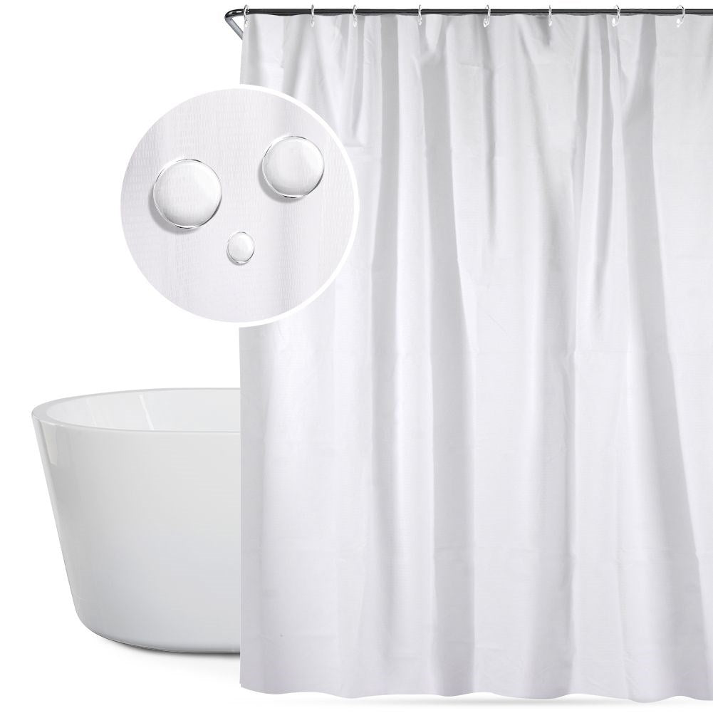 Waterproof shower curtain with 12 hooks for private showering