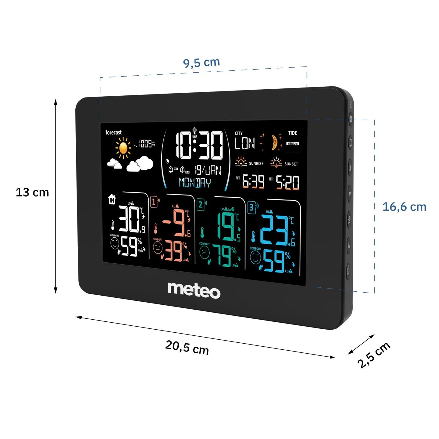 Weather Station SP108 with DCF +3 sensors, black