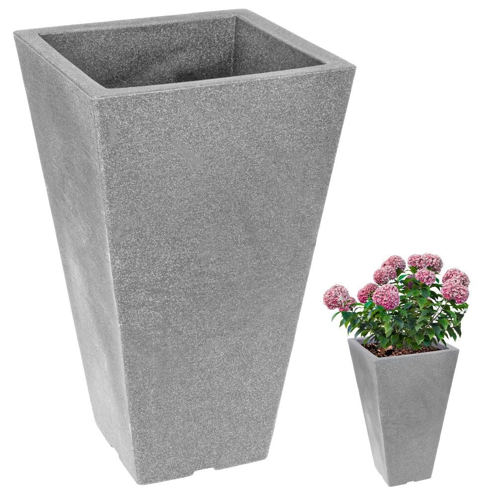 Weatherproof Flowerpot in Light Gray Stone Look, 45.5 cm High