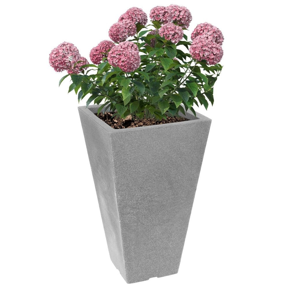 Weatherproof Flowerpot in Light Gray Stone Look, 45.5 cm High