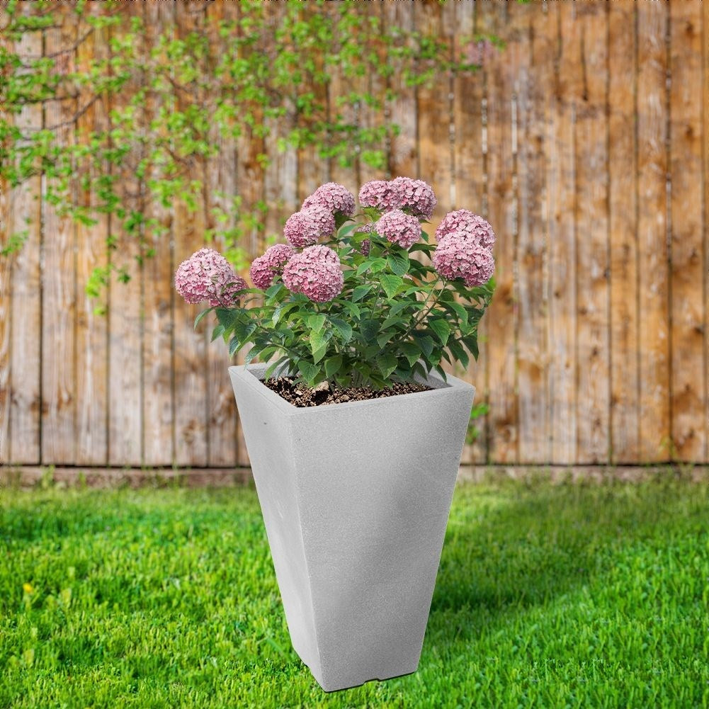 Weatherproof Flowerpot in Light Gray Stone Look, 45.5 cm High