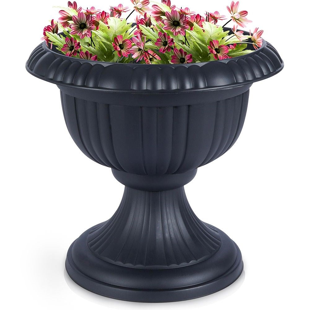 Weather-resistant anthracite colored beaker for the garden