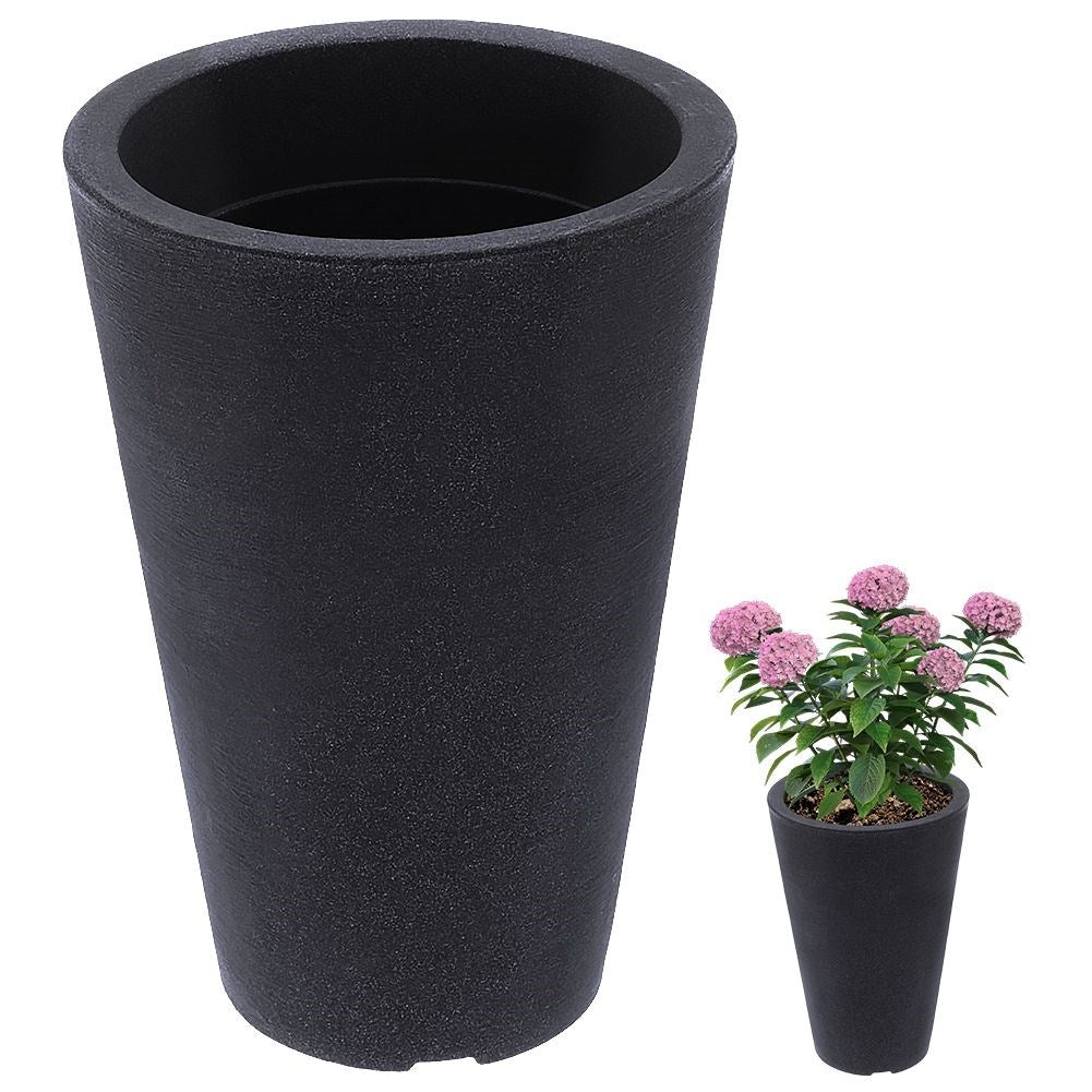 Weather resistant anthracite colored flower pot for garden