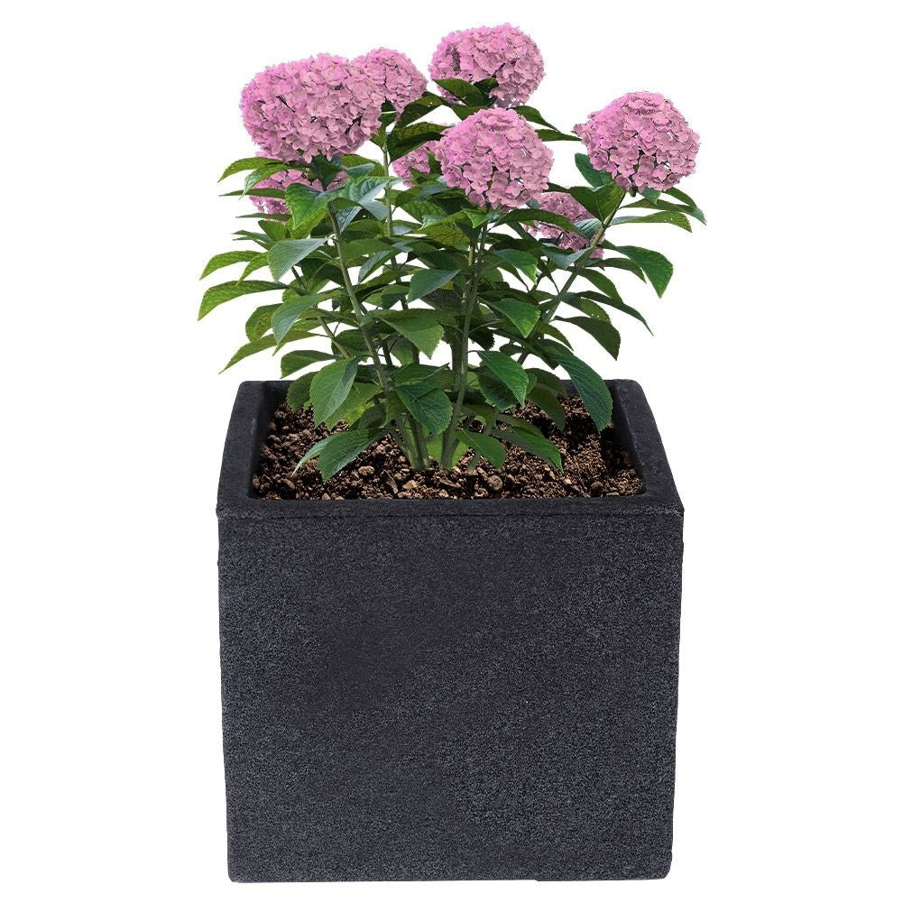 Weather-resistant flower pot in stone imitation for outdoor use