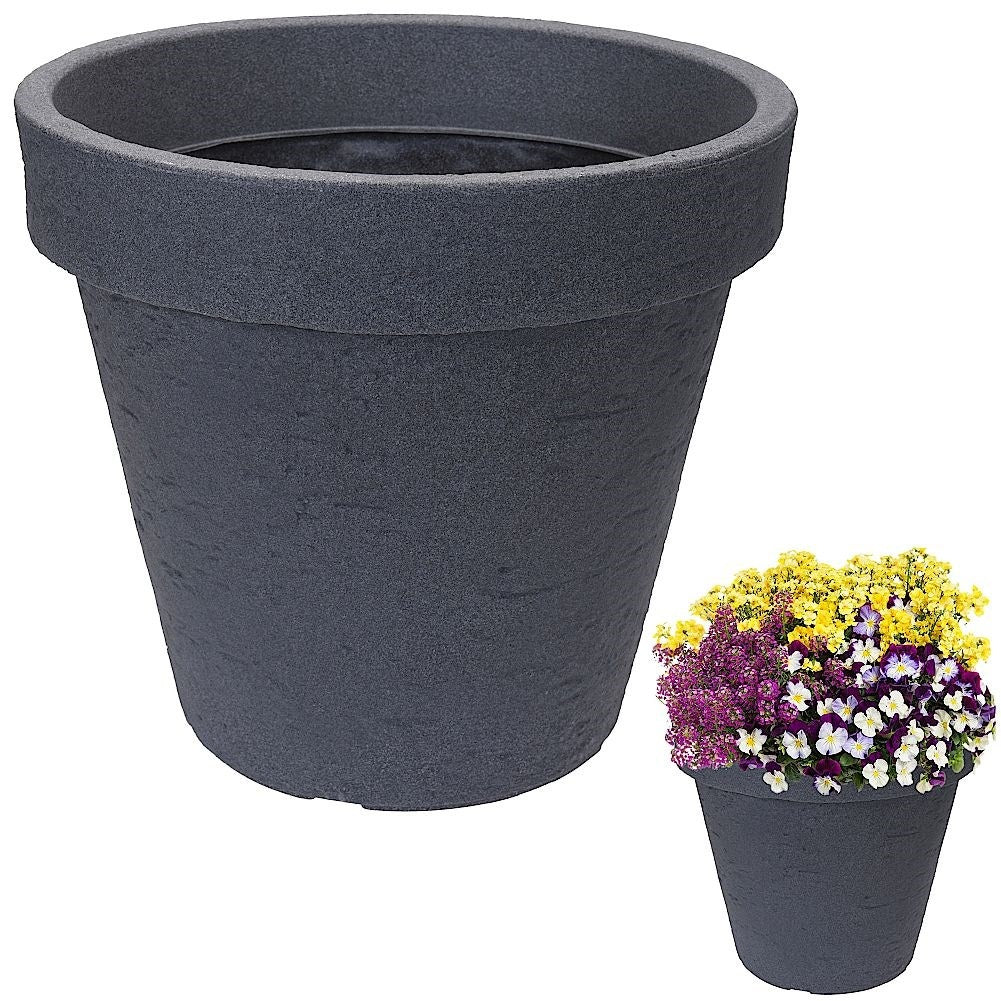 Weather-resistant flower pot in stone imitation for the garden