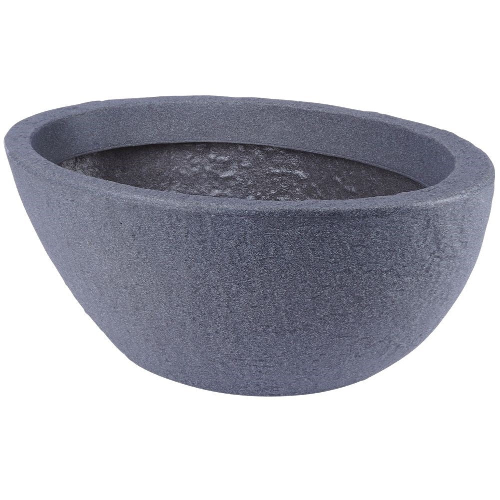 Weather-resistant flower pot in stone-like plastic for outdoor use