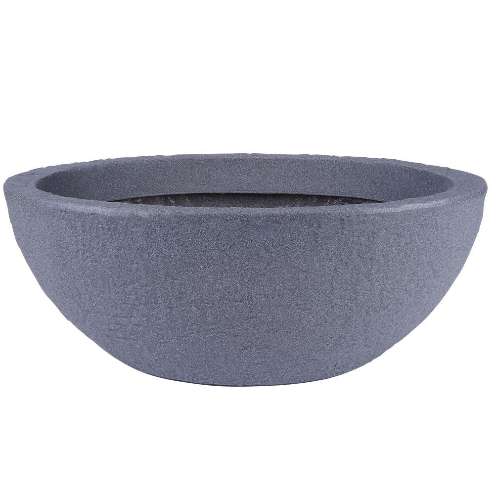 Weather-resistant flower pot in stone-like plastic for outdoor use