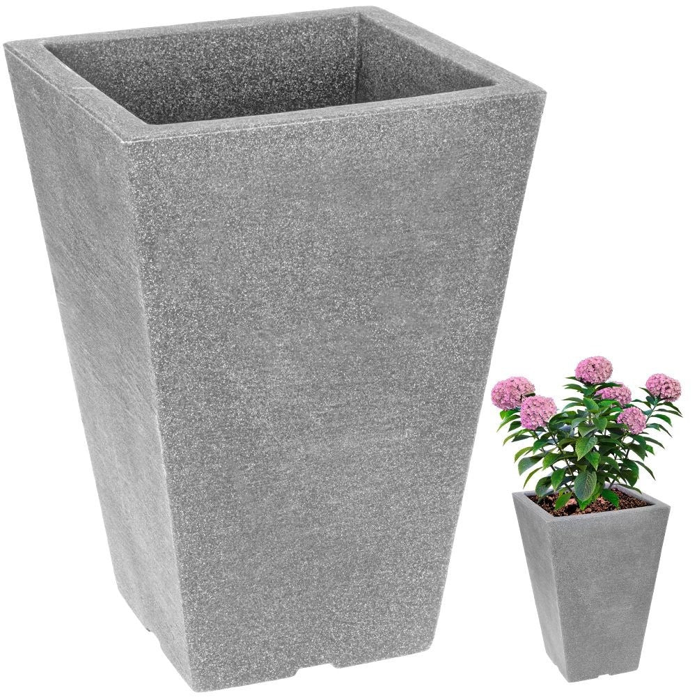 Weather-resistant light gray flower pot in stone imitation, 35 cm high