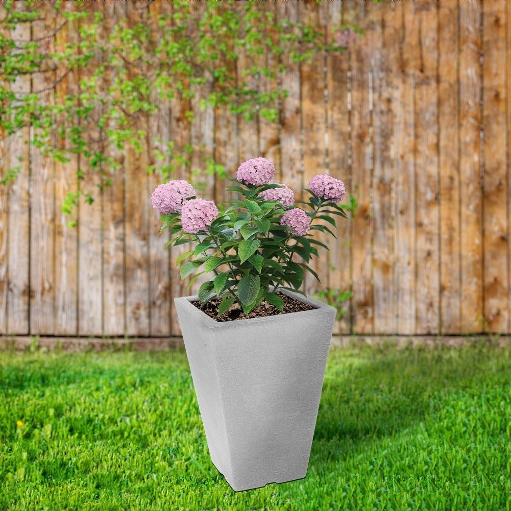 Weather-resistant light gray flower pot in stone imitation, 35 cm high
