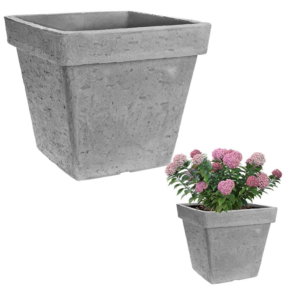 Weather-resistant light gray flower pot in stone imitation, height 35 cm
