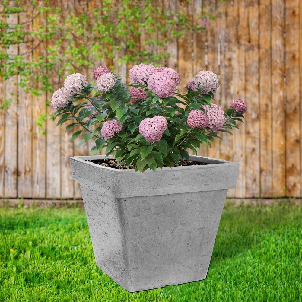 Weather-resistant light gray flower pot in stone imitation, height 35 cm