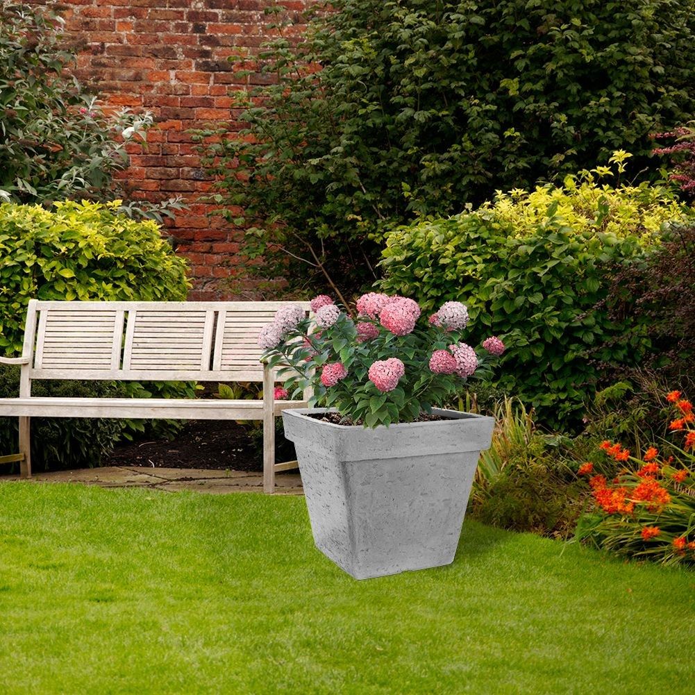 Weather-resistant light gray flower pot in stone imitation, height 35 cm