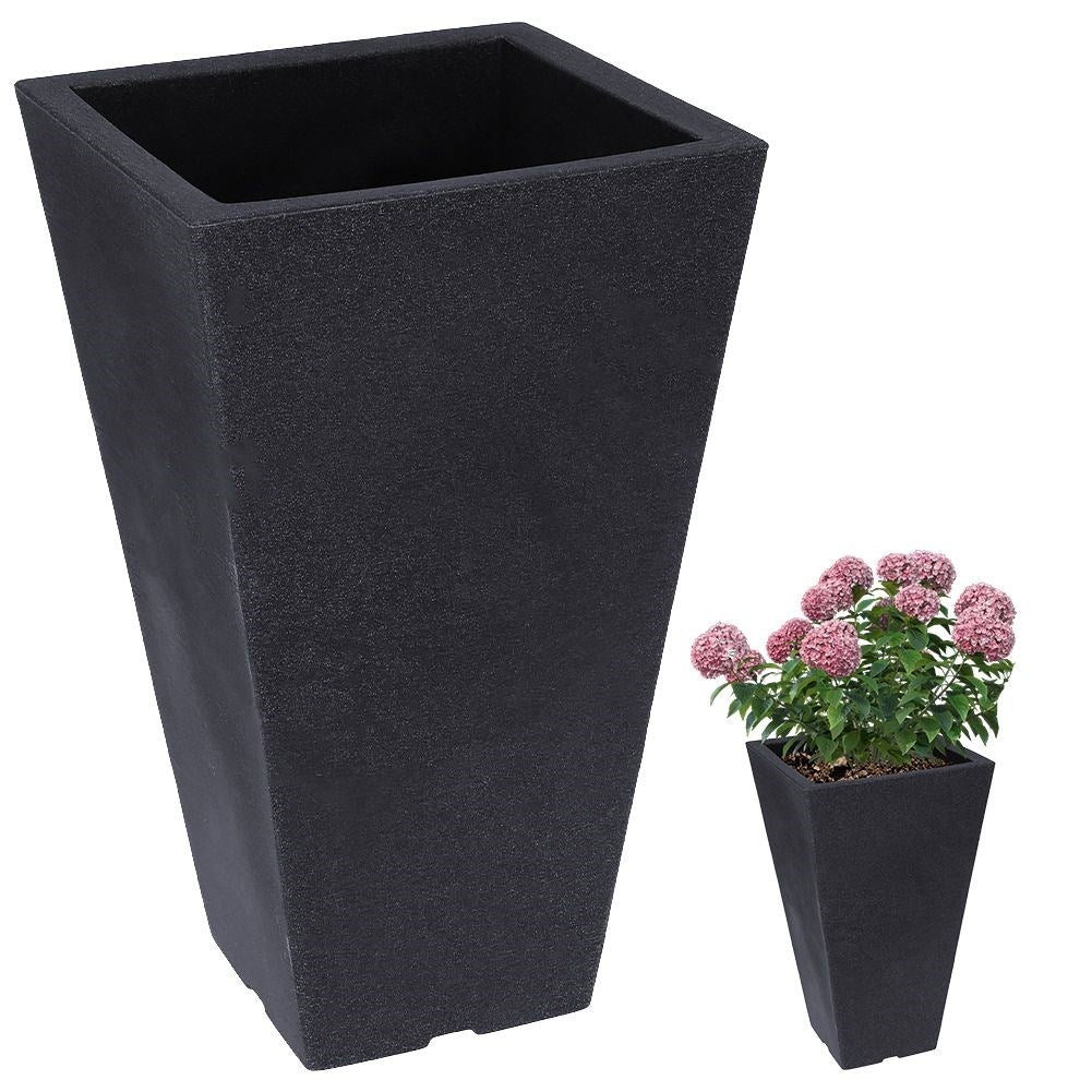 Weather-resistant plastic pot in stone imitation, anthracite, 45.5 cm