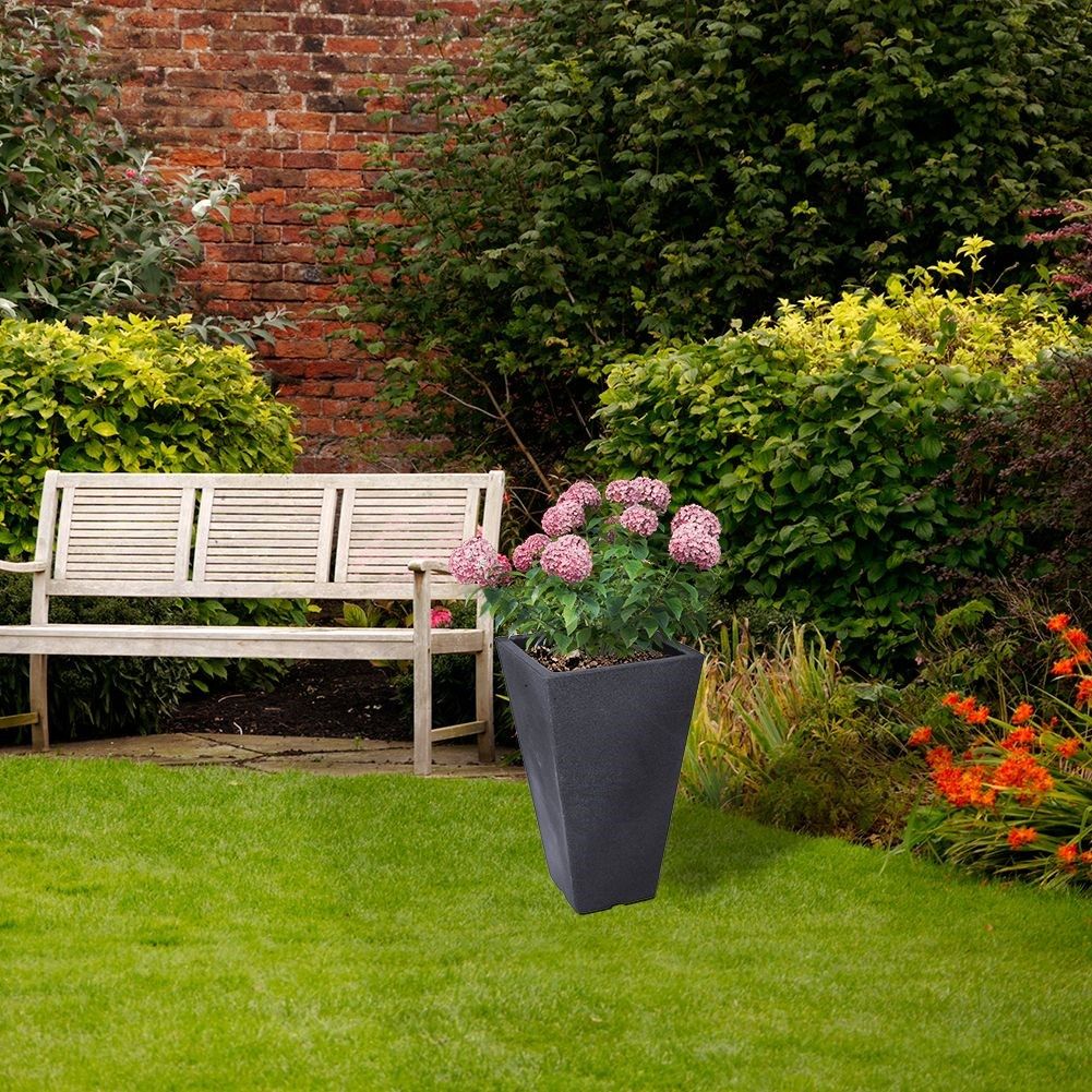 Weather-resistant plastic pot in stone imitation, anthracite, 45.5 cm