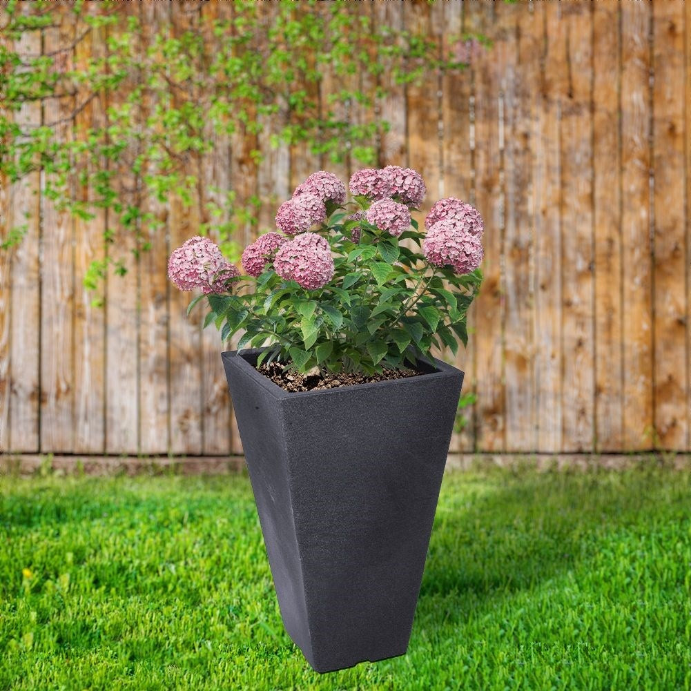 Weather-resistant plastic pot in stone imitation, anthracite, 45.5 cm