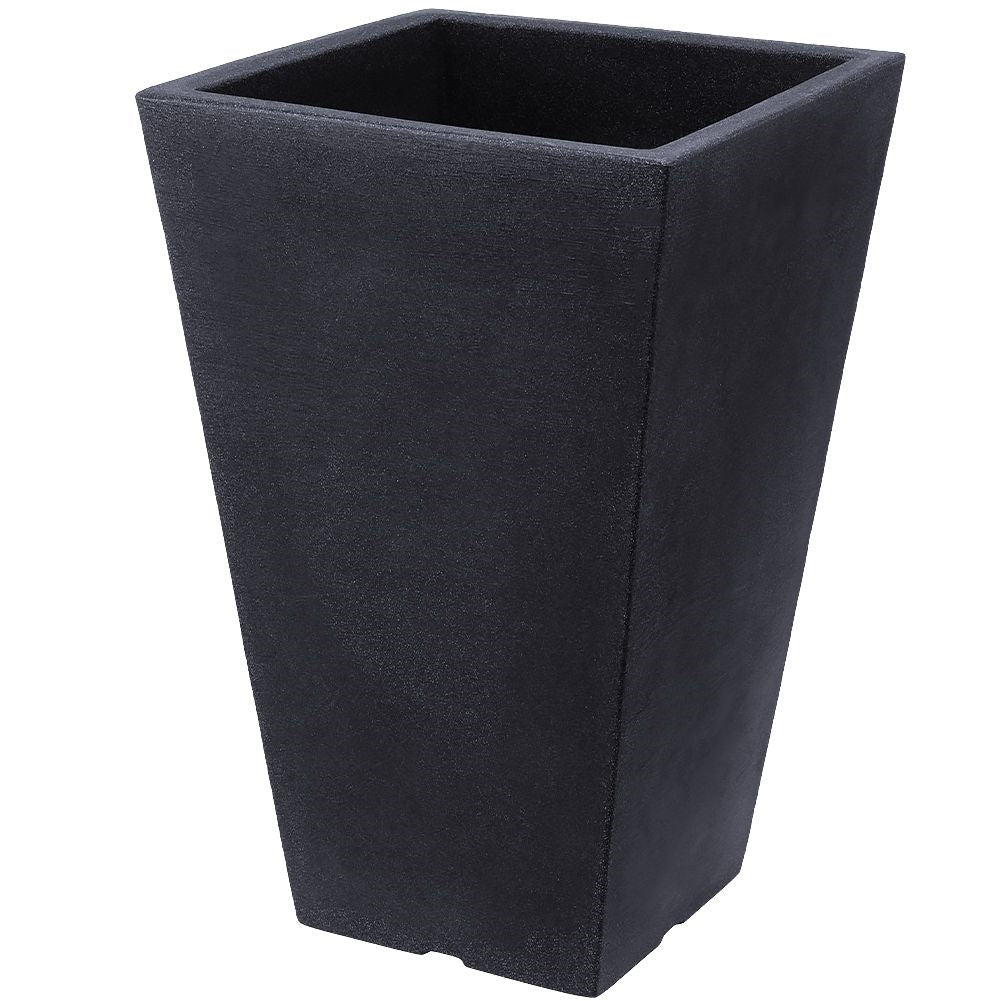 Weather-resistant plastic pot in stone imitation for outdoor use