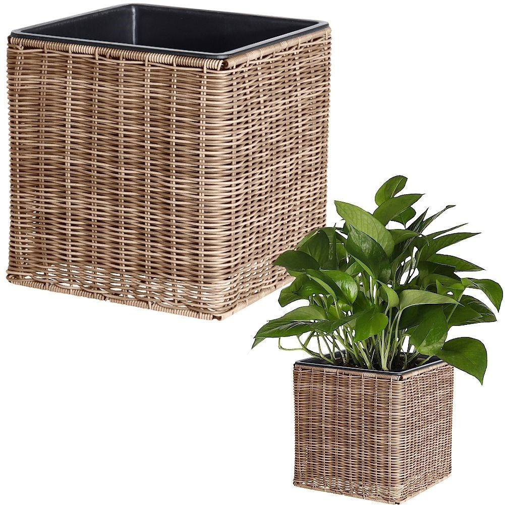 Weather-resistant plastic pot that imitates rattan for the garden