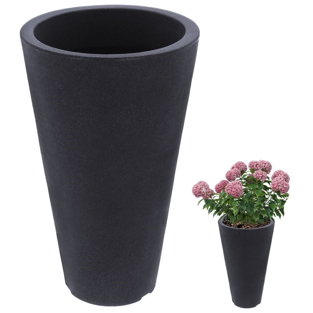 Weather-resistant pot in stone imitation, anthracite, height 45 cm