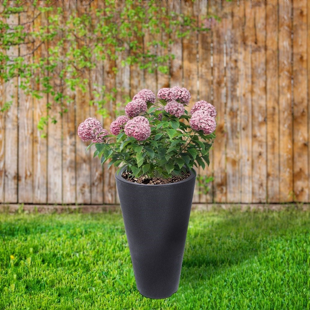 Weather-resistant pot in stone imitation, anthracite, height 45 cm