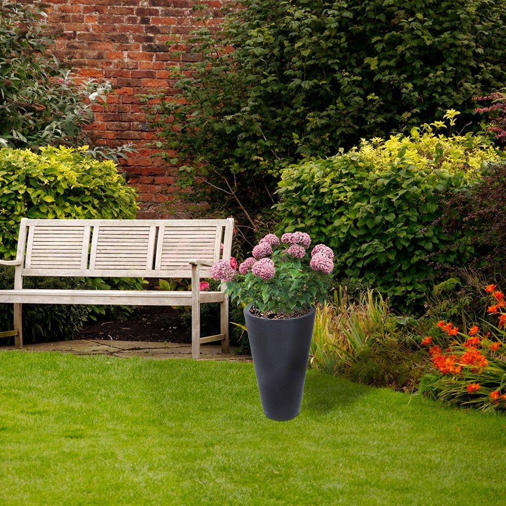 Weather-resistant pot in stone imitation, anthracite, height 45 cm