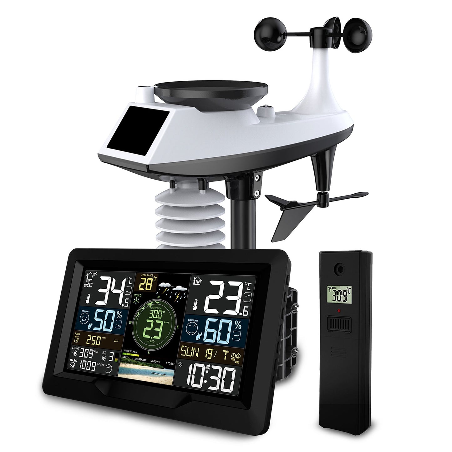 Weather station with wind and rain sensor BD-914 black