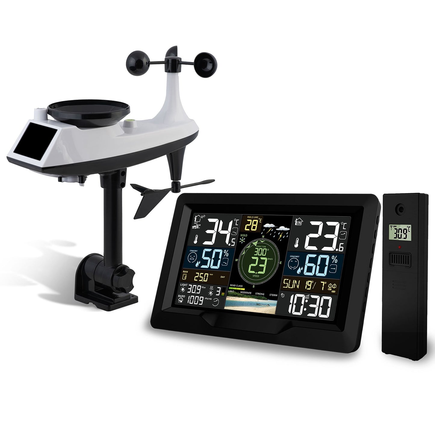 Weather station with wind and rain sensor BD-914 black