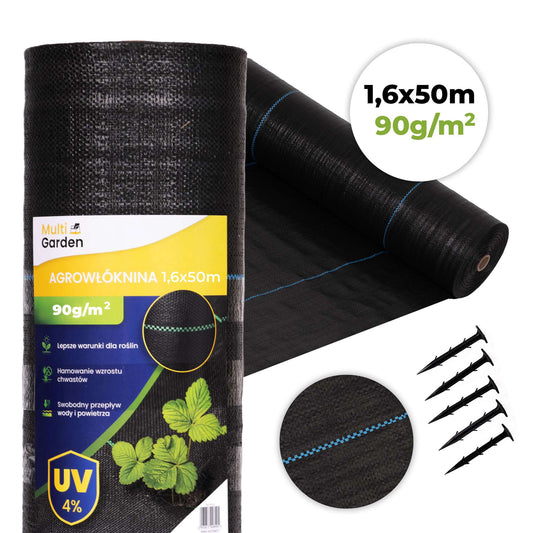 Weed Control Fabric 90 g/m², 1.6x50m with Pins