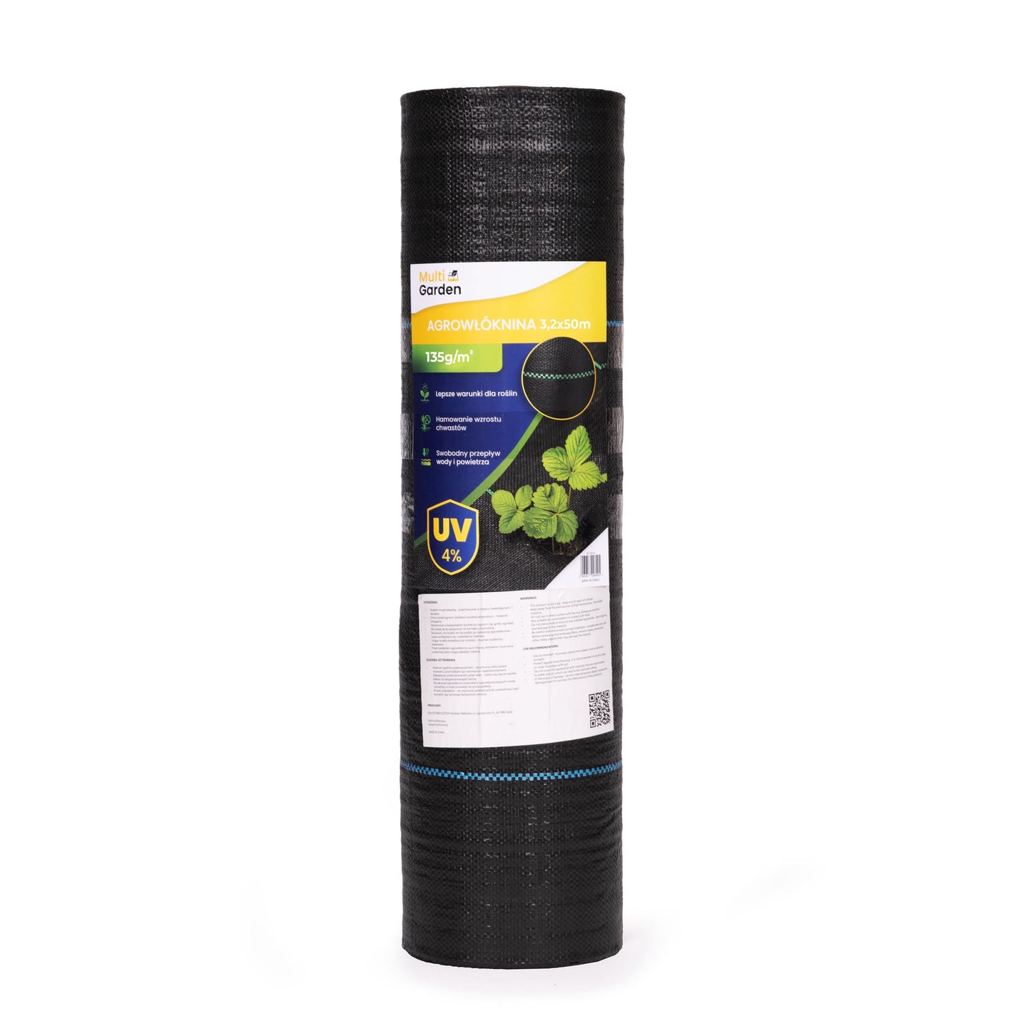 Weed Control Fabric, UV-Resistant, 135 g/m², 3.2×50 m, Pins Included