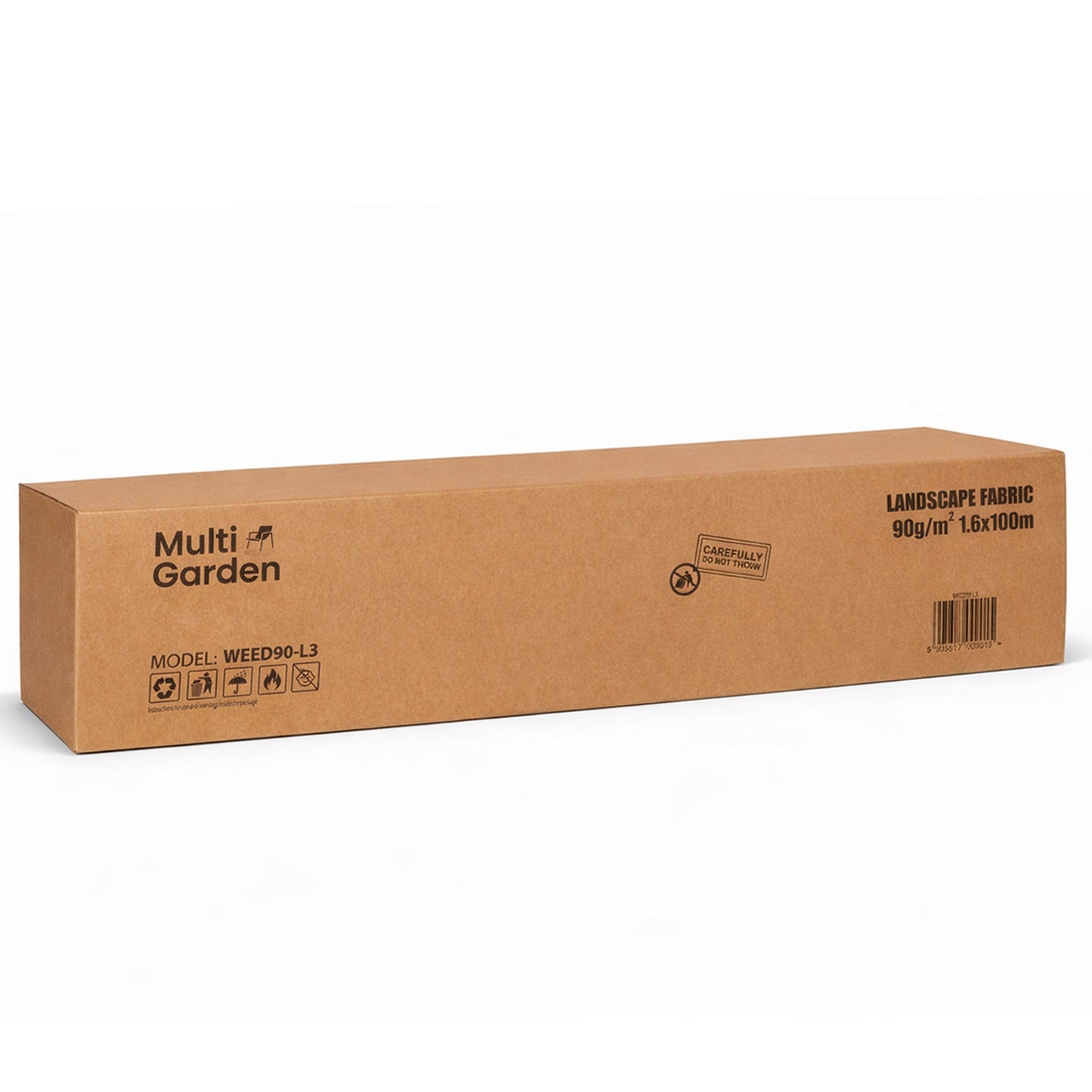 Weed Control Mat 90g/m², 1.6x100m, UV-Resistant with Pins