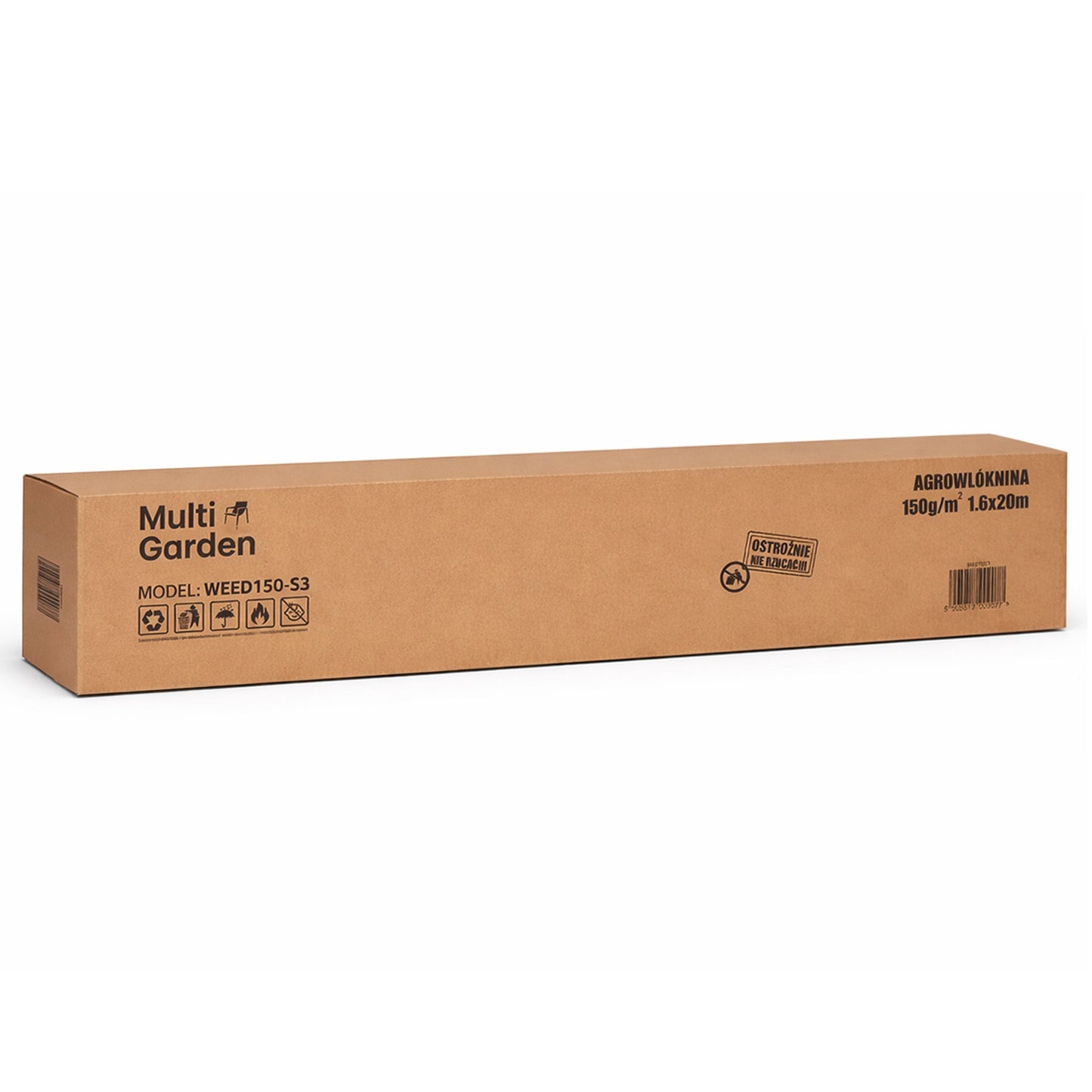 Weed Control Mat, Black UV-Resistant, 1.6×20 m, 150 g/m²