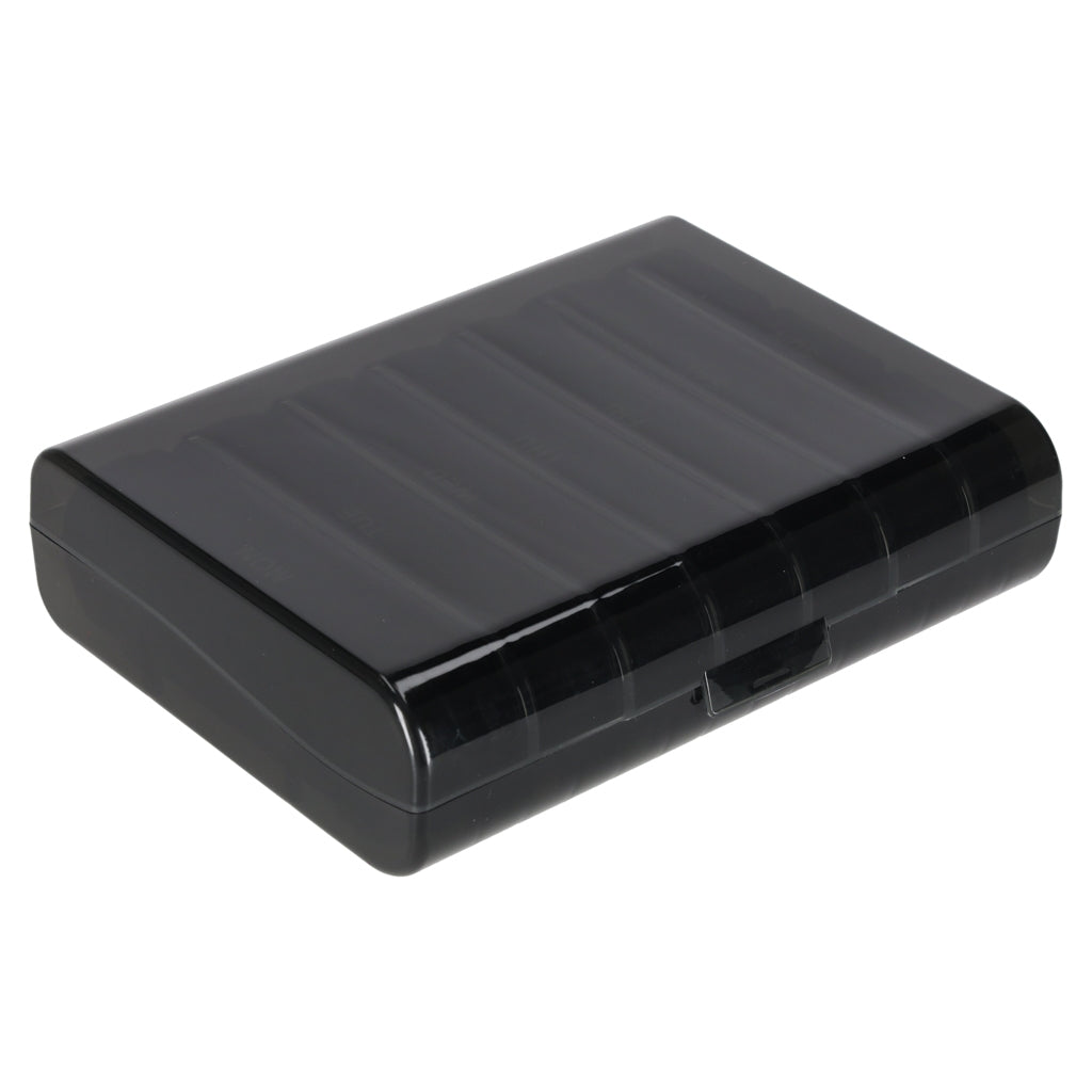 Weekly Pill Organizer, Black, 7-Day Removable Compartments