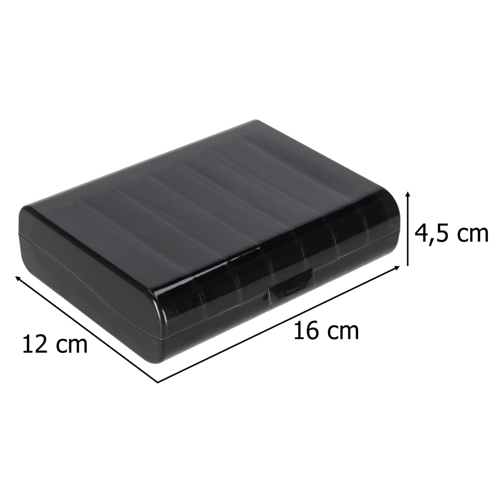 Weekly Pill Organizer, Black, 7-Day Removable Compartments