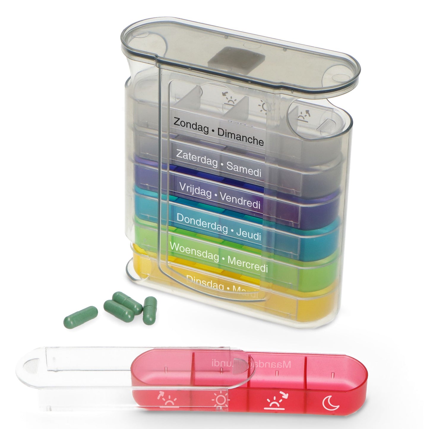 Weekly Pill Organizer with 7-Day, 4-Section Compartments