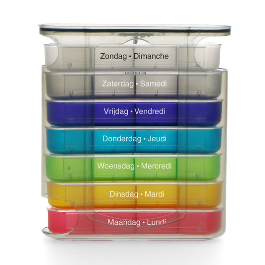 Weekly Pill Organizer with 7-Day, 4-Section Compartments