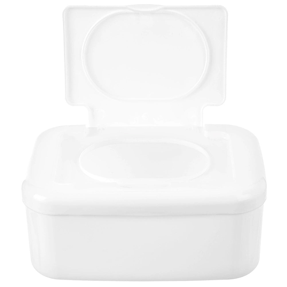 Wet Wipes Container, White Plastic, Flip-Top Lid