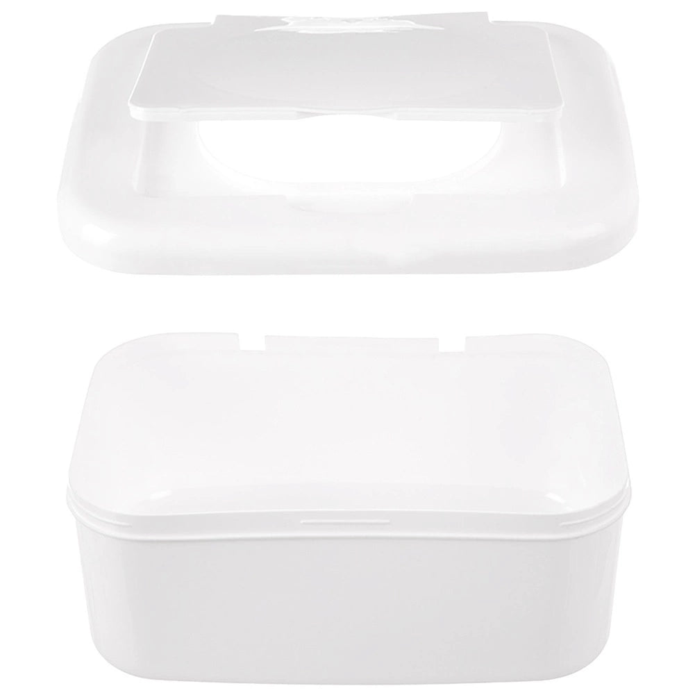 Wet Wipes Container, White Plastic, Flip-Top Lid
