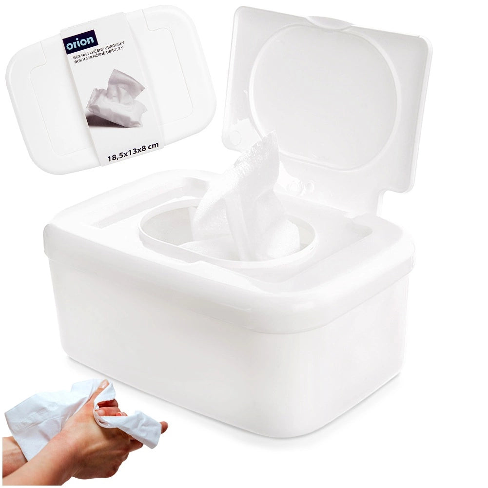 Wet Wipes Container, White Plastic, Flip-Top Lid