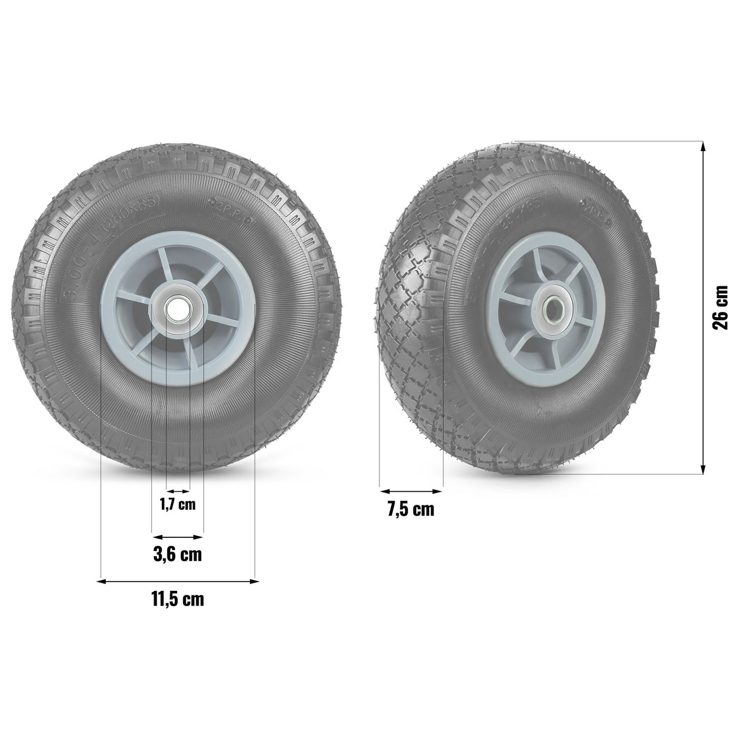Wheel with inner tube for the Humberg HM-509 transport trolley