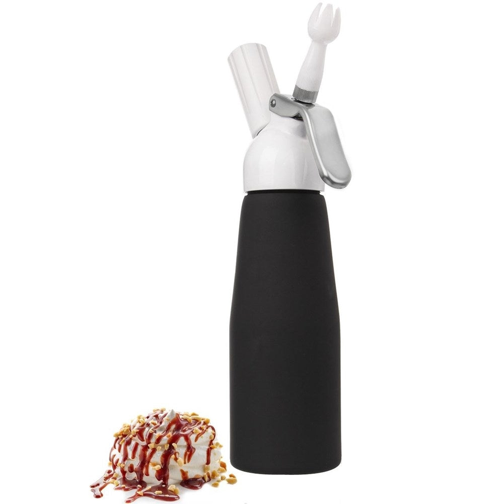 Whipped cream siphon with 3 decoration nozzles for desserts
