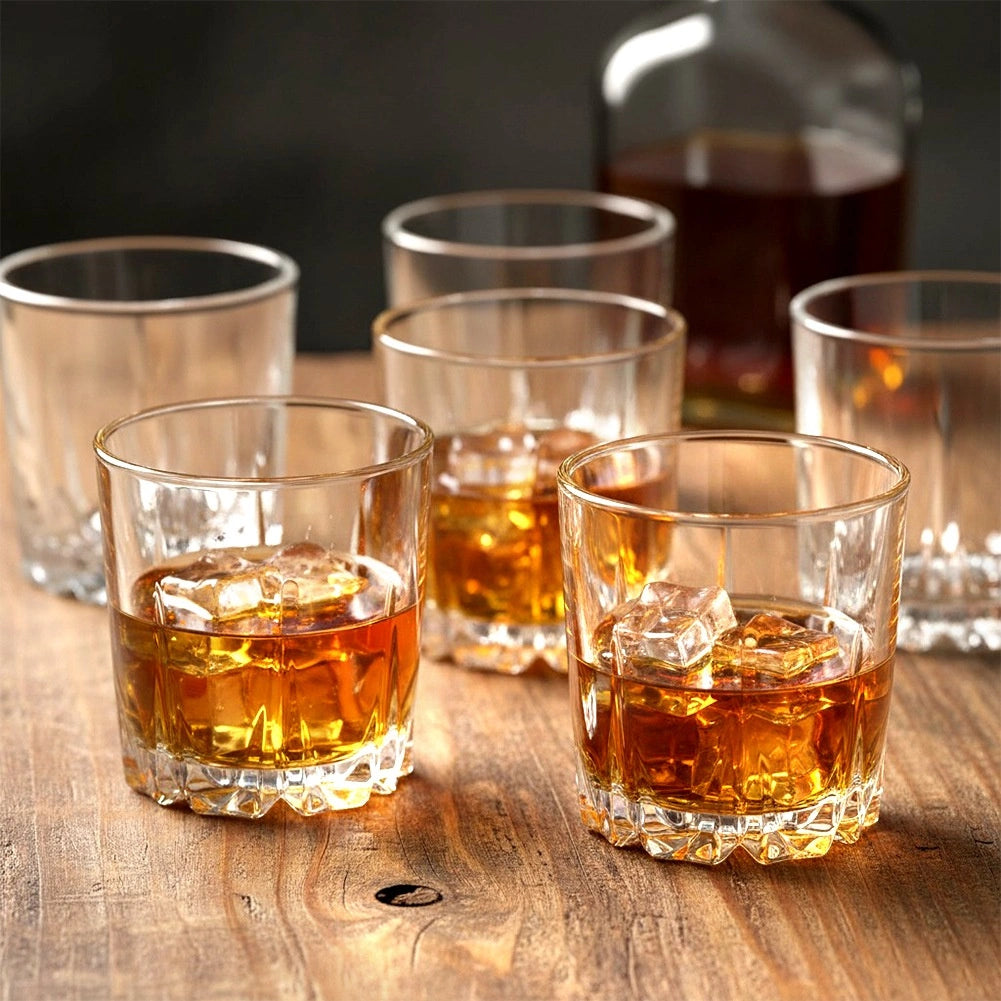 Whiskey Glasses Set, 280 ml, Thick Glass, 6 Pieces