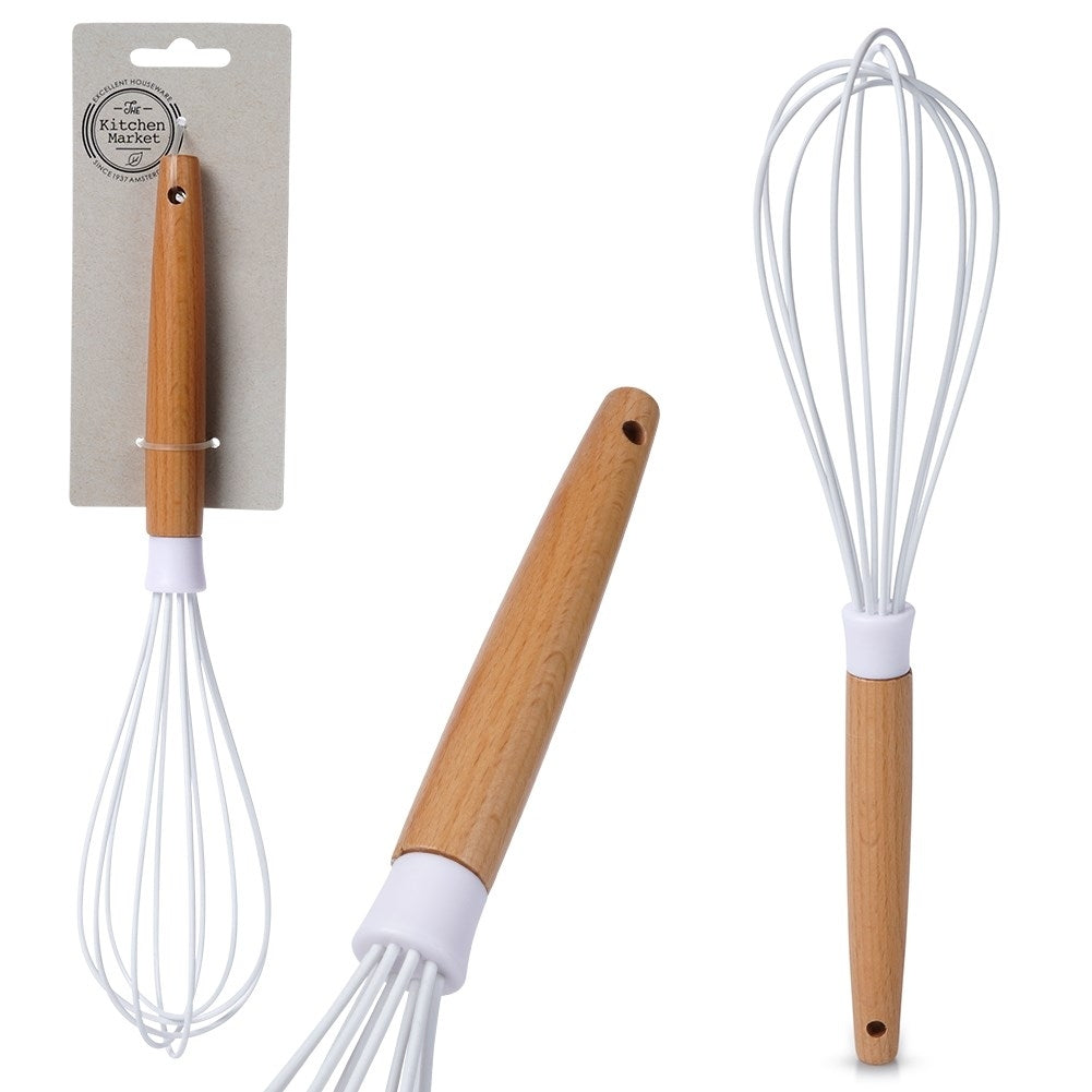 Whisk with silicone cover, safe for non-stick pans