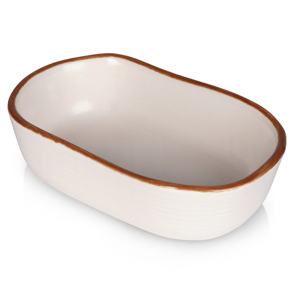 White Baking dish in Gres with Brown Edge - 75 ml
