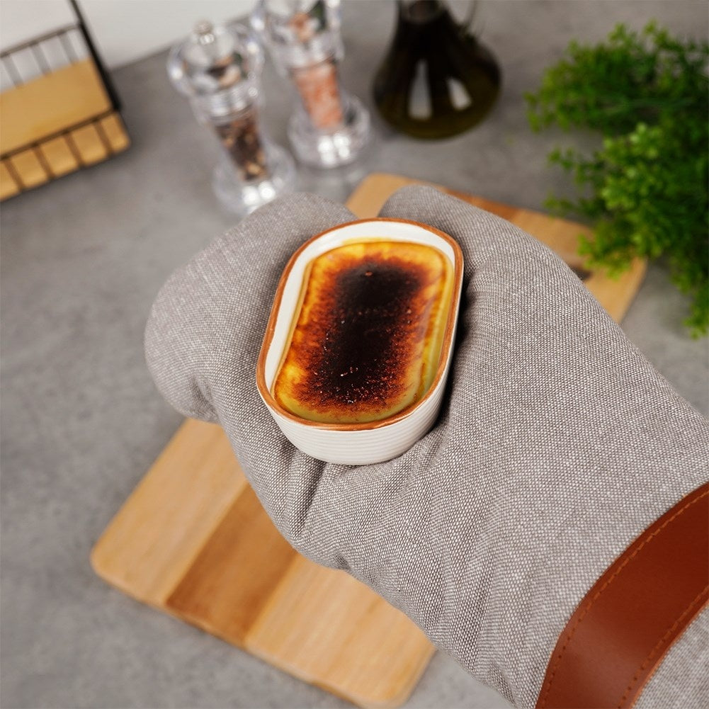 White Baking dish in Gres with Brown Edge - 75 ml